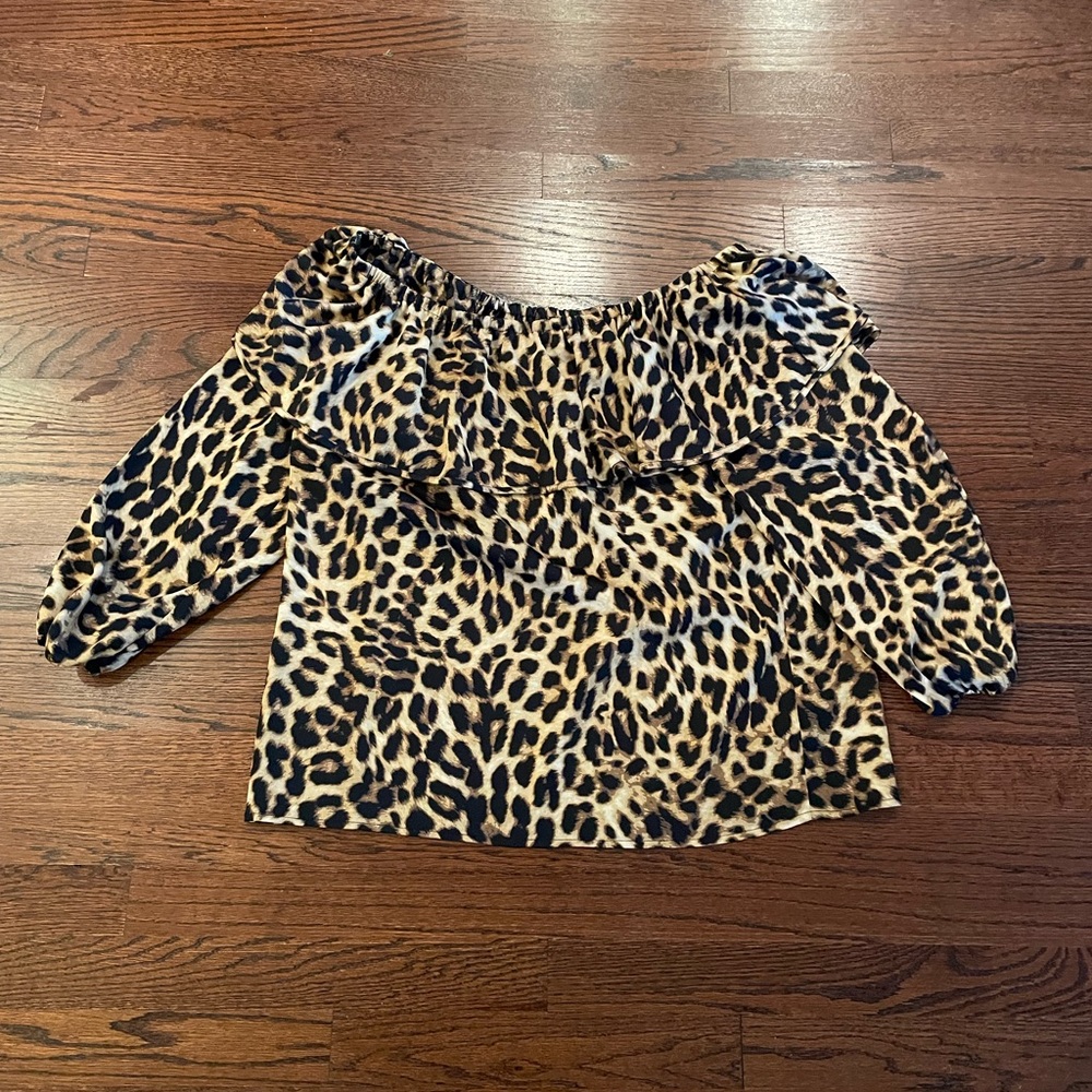 Vince Camino Leopard Off the Shoulder blouse